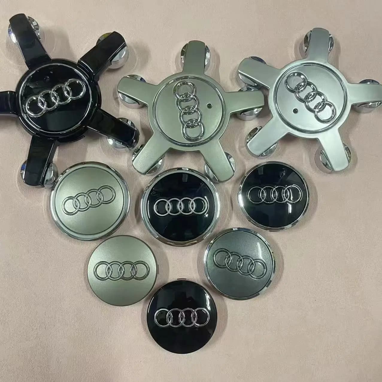 4 coprimozzi centrali per ruote Audi 60mm-135mm, accessori auto con logo compatibili con A3 A4 A5 A6 A7 S4 Q7 Q3