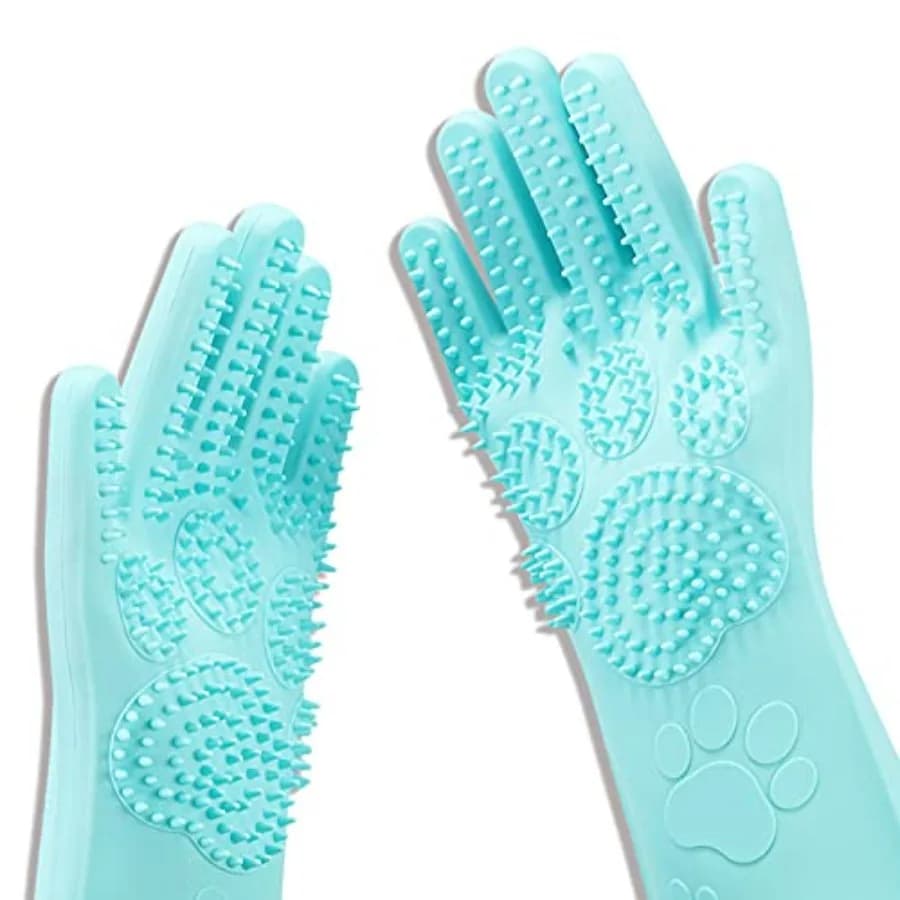 Guanti Magici per Toelettatura Animali Domestici, Spazzola per Bagno e Shampoo per Cani e Gatti, Guanti in Silicone per Rimozione Peli con Denti ad Alta Densità