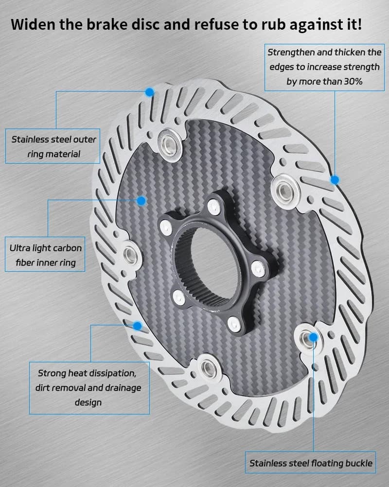 Rotore Freno a Disco in Fibra di Carbonio 140/160mm, Rotore Flottante a 6 Bulloni e Center Lock per Bici MTB e da Strada