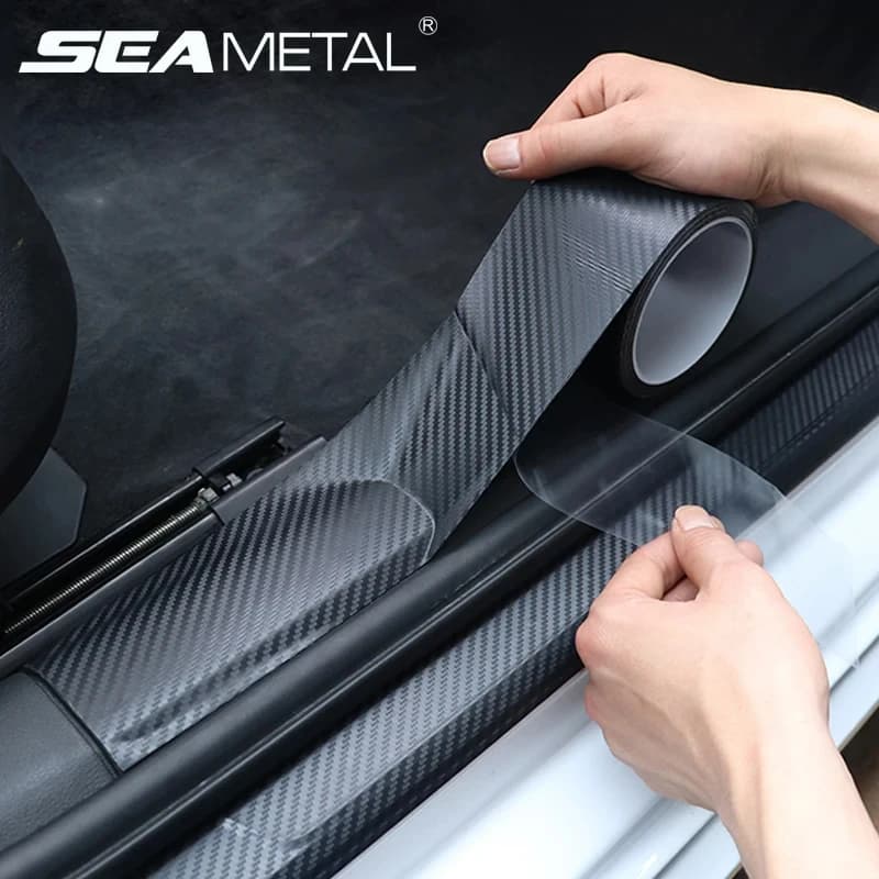 SEAMETAL Carbon Fiber 3D Wall decal Protective film for car threshold Anti-scratch resistant waterproof matt adhesive for car body shop