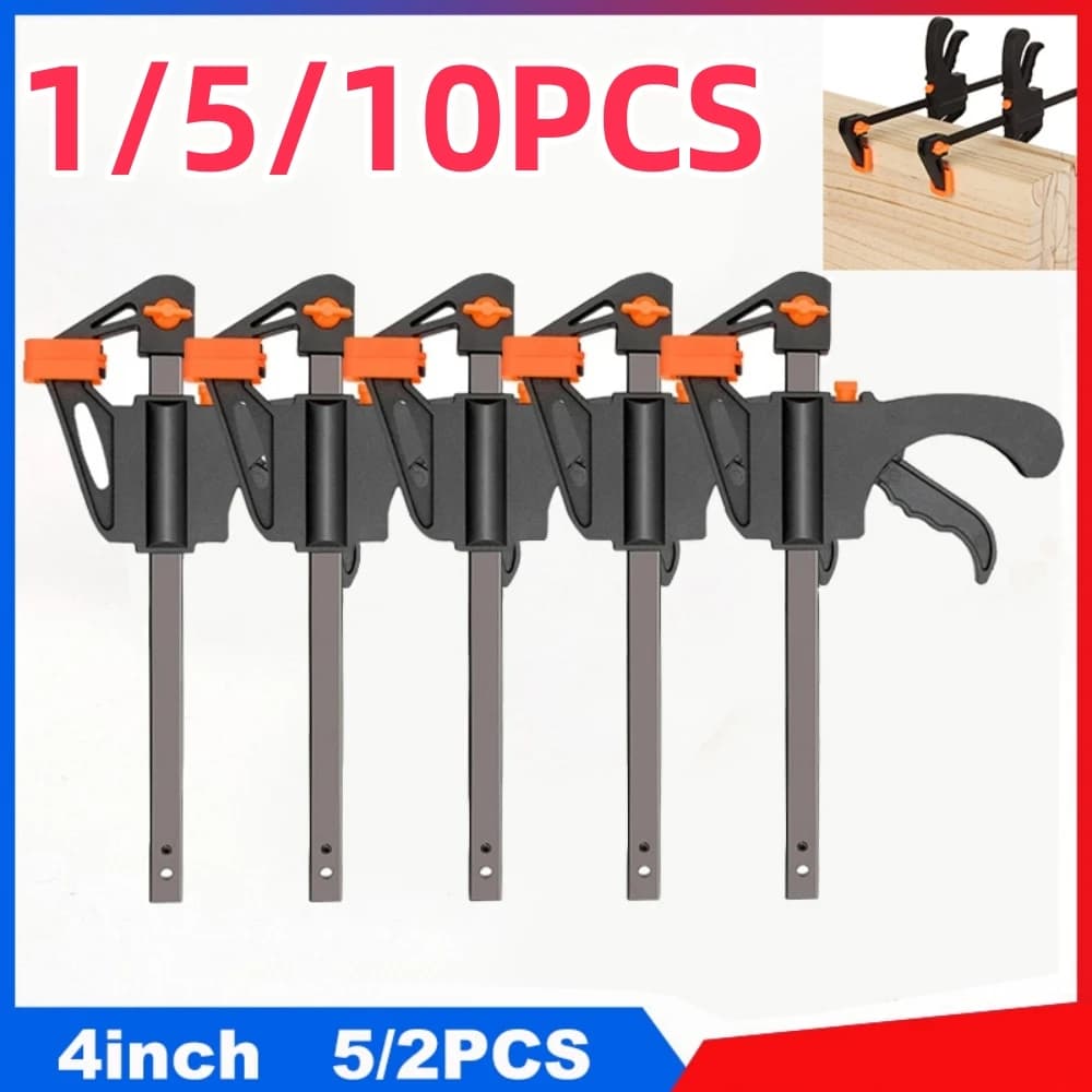 10/5/1pcs Barra di lavoro per la lavorazione del legno Set di clip per morsetto da 4 pollici Clip di sgancio rapido a cricchetto duro Morsetto per la lavorazione del legno per utensili manuali per carpenteria fai da te