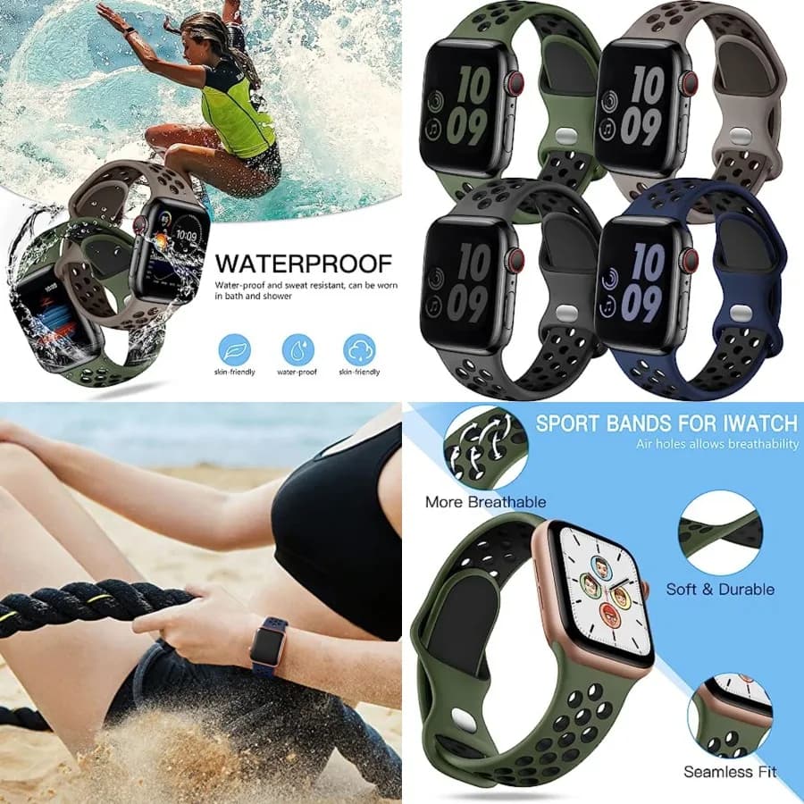 Confezione da 4 cinturini sportivi compatibili con i cinturini Apple Watch per uomo e donna 49mm 46mm 45mm 44mm 42mm 41mm 40mm 38mm, morbido tessuto traspirante