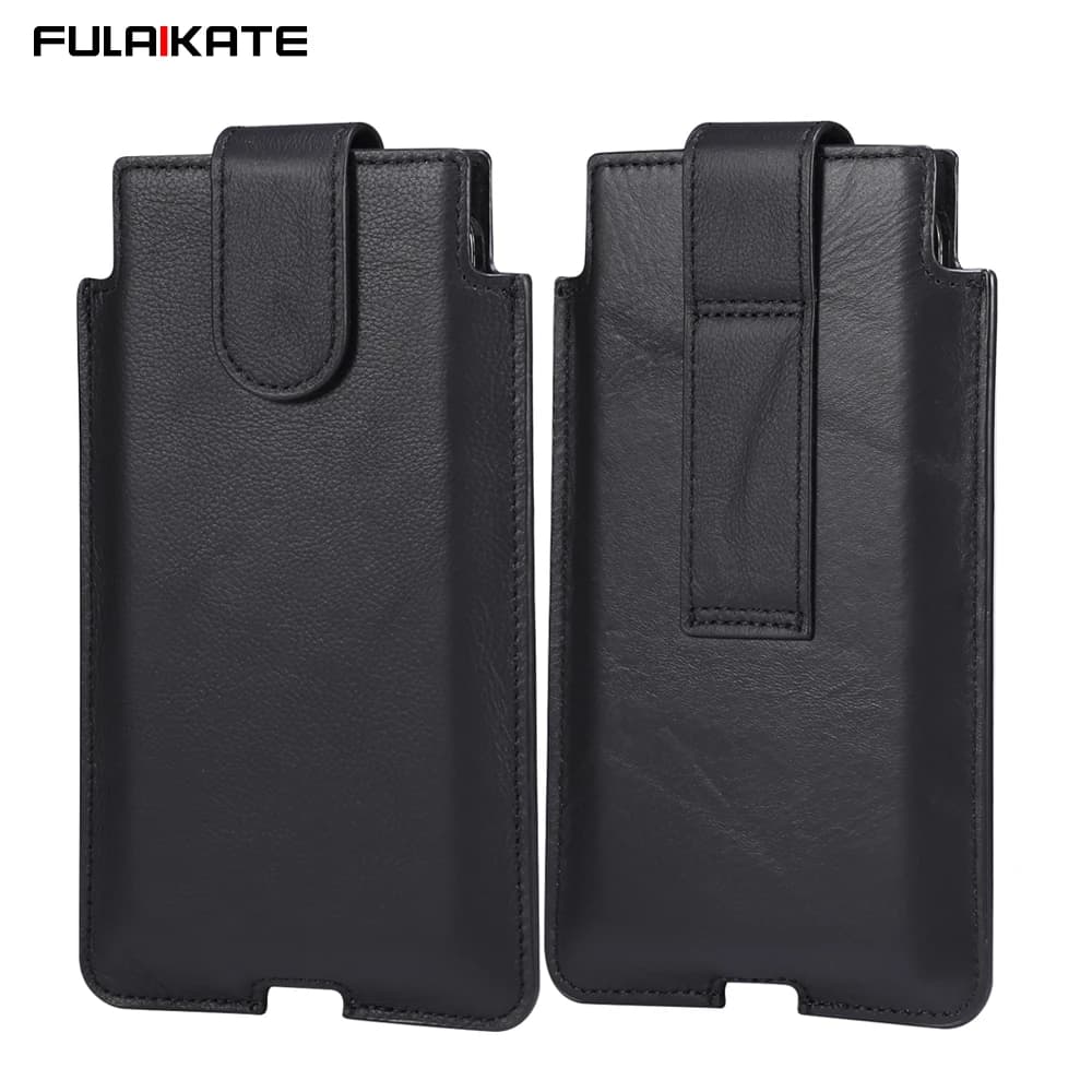 FULAIKATE Borsa per cellulare in vera pelle Marsupio da cintura Custodia protettiva portatile verticale da uomo Tasca sottile per iPhone 14