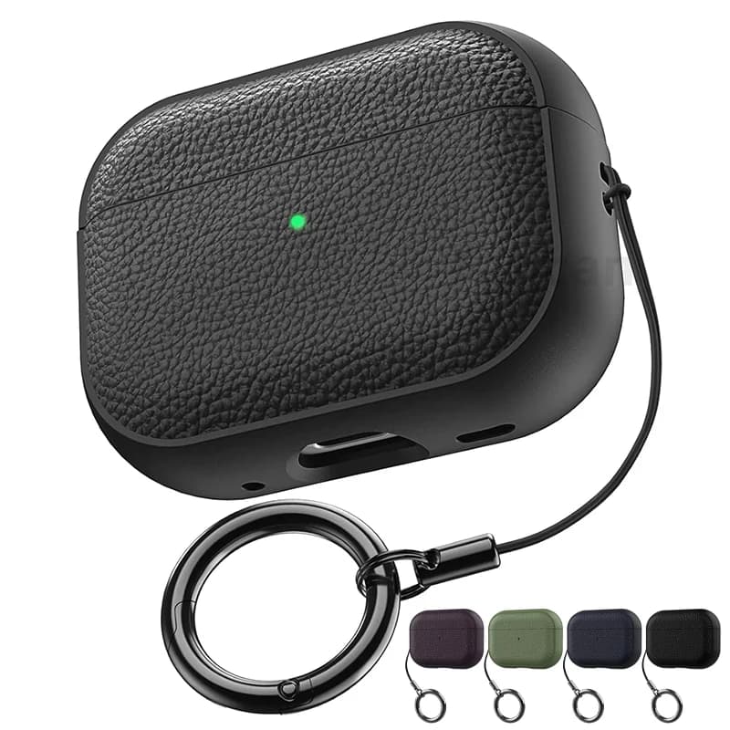 Custodia per Air Pods 4 3 2 1 Custodia in pelle PU con gancio portachiavi Accessori per cuffie wireless per AirPods Pro 1 2 Cover