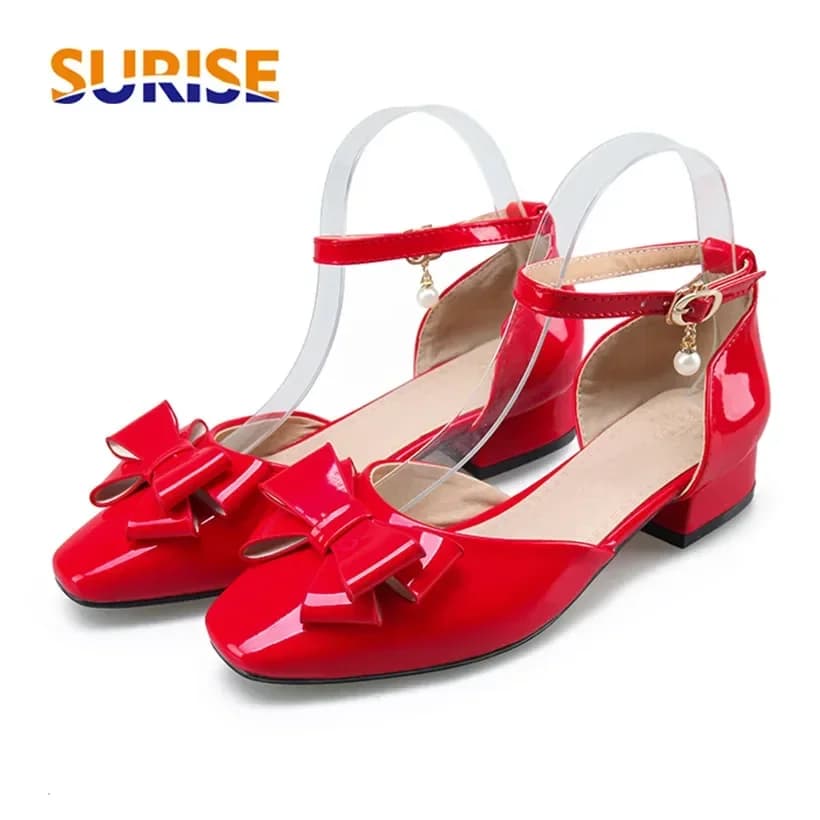 Women's Summer Sandals with Low Heel and Round Toe, Model D'Orsay, in Black and Yellow Painted Leather, with Ankle Strap, Large Size