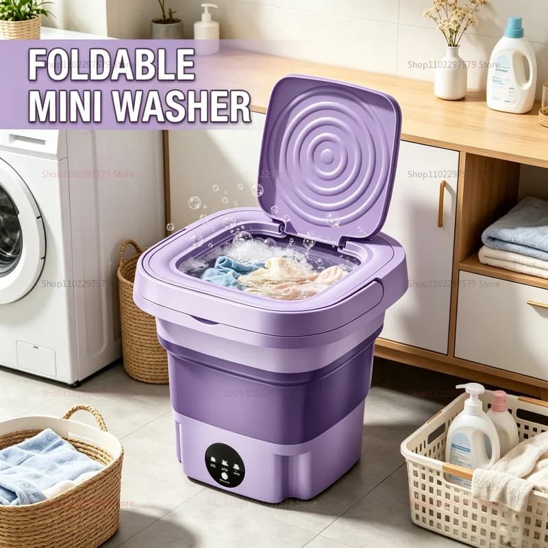 Lavatrice Portatile Pieghevole da 8L con Centrifuga per Calzini, Biancheria Intima, Mutandine, Ideale per Viaggi, Dormitori, Camper, Lavatrice Compatta