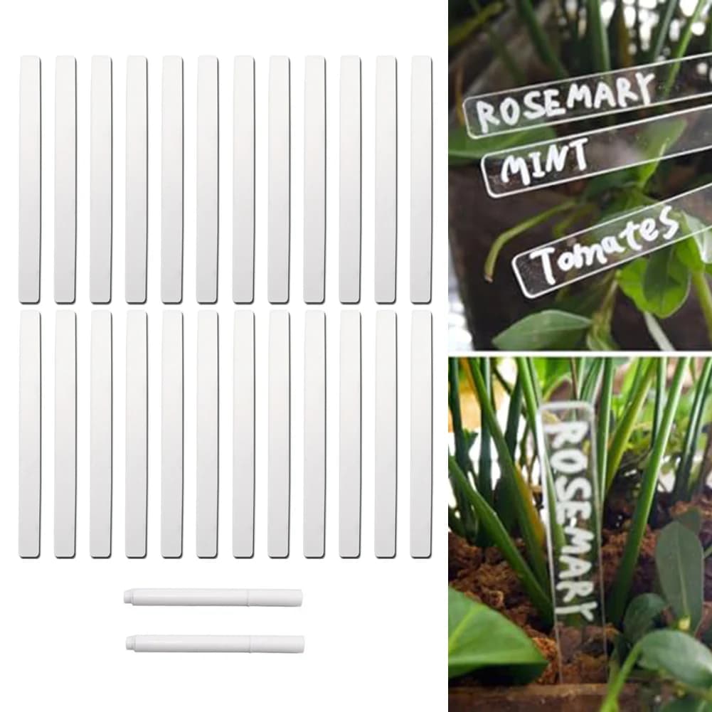 24 pcs label for acrylic plants label transparent empty spaces pens for plants pens for nursery flower pots sign for pot flowers