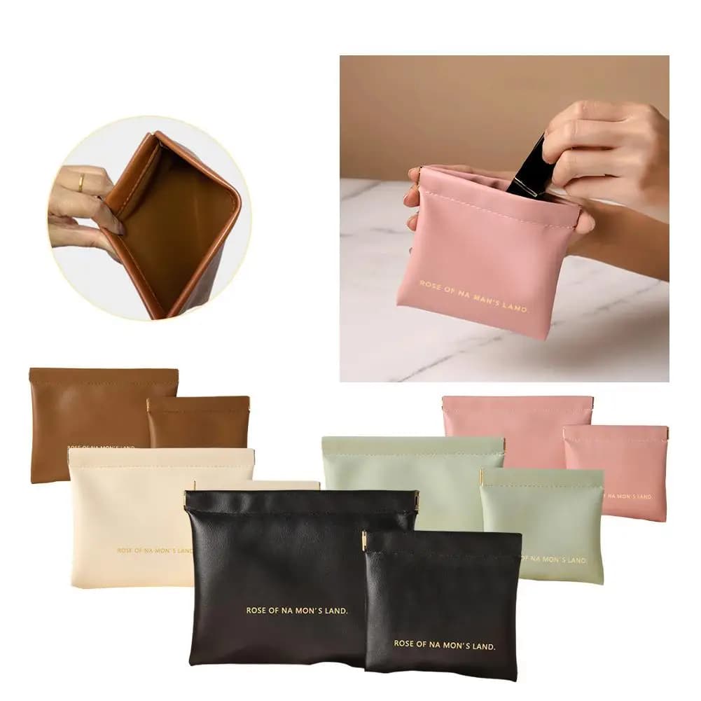 Semplice sacchetto di immagazzinaggio del trucco del rossetto moda donna portatile mini chiave gioielli cosmetici organizzatore borsa borsa pu piccole borse regalo