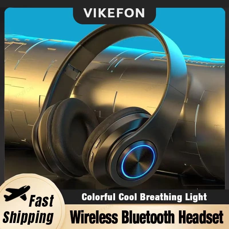 Play heads mounted stereo wireless earphones with surround sound Blutooth with micro phone Colorful headphones for laptop PC