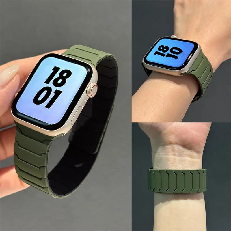 Magnetic Loop For Apple Watch Bands 44mm 40mm 49mm 45mm 41mm 38mm Silicone Bracelet iWatch Series11 10 9 8 7 6 Se ultra 3 strap