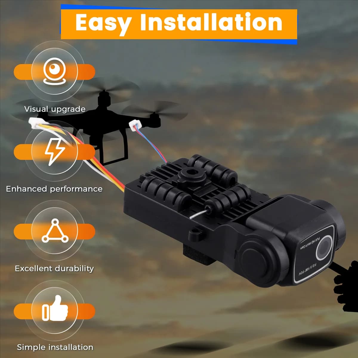 ABKM L900 SE MAX Spare parts for drone camera Accessories for drone Webcam Improved aerial photography Easy to install Black