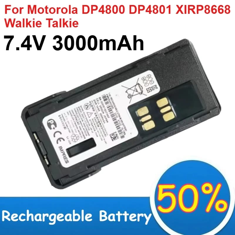 Batteria al Litio PMNN4409BR 7.4V 3000mAh Ricaricabile Tipo-C per Walkie Talkie Motorola DP4800 DP4801 XIRP8668