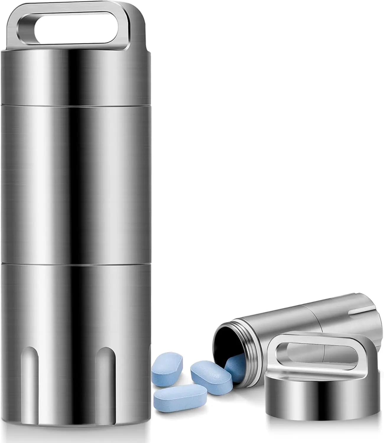 Titanium Small Portable Pill Case Holder, Waterproof Pocket Pill Box Container to Hold Pills, Vitamins, Fish Oil, Supplements