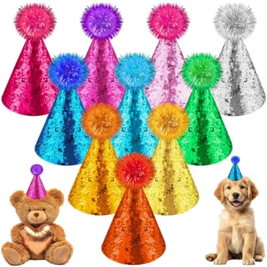 12 pezzi Mini cappelli da festa Cappelli di compleanno per cani di piccola taglia Cappelli da festa piccoli per animali di peluche per cuccioli di piccoli animali Gattini C