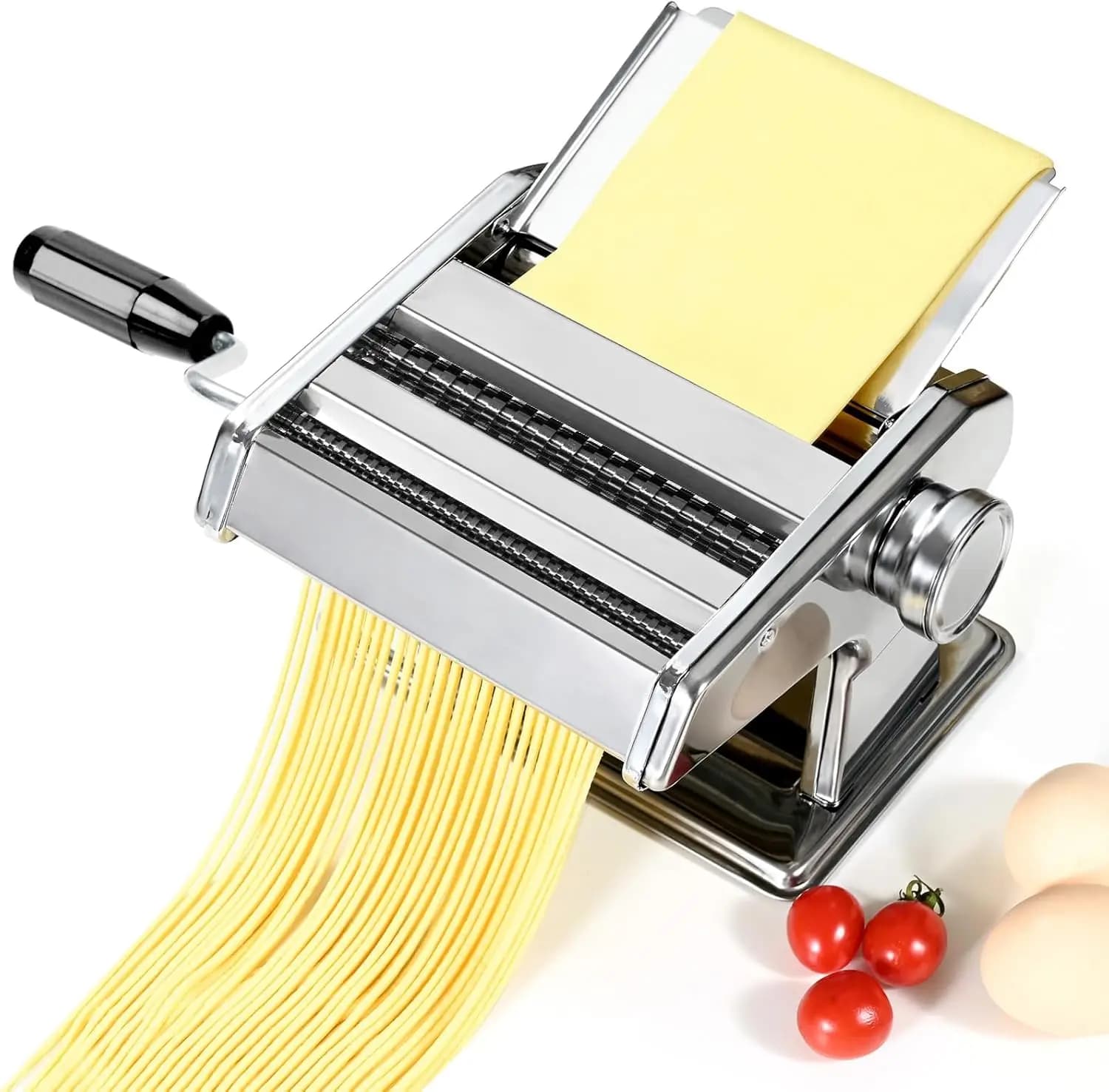 Macchina Manuale per Fare la Pasta con 9 Impostazioni di Spessore Regolabili per Spaghetti, Fettuccine e Lasagne