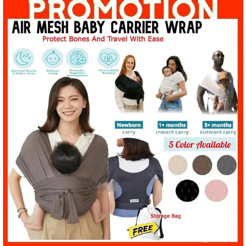 Marsupio Avvolgente Asciugamano per allattamento neonato Facile da indossare Sling Wrap Baby Infant Traspirante Hipseat Gridding Panno Sling Air Mesh
