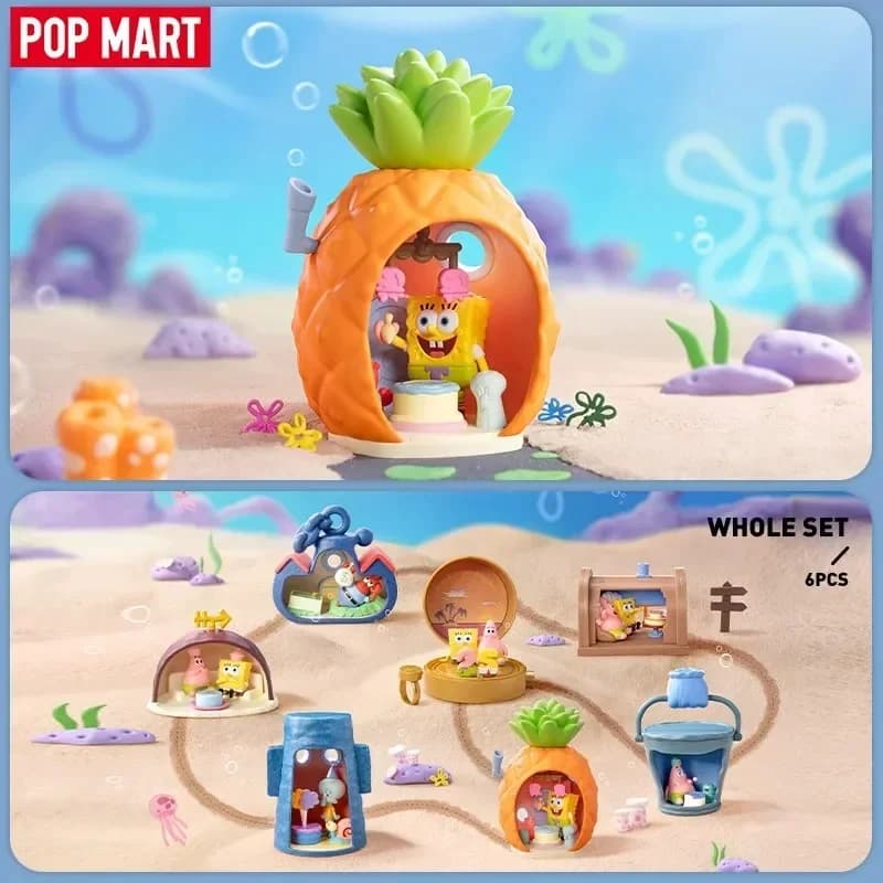 POP MART SpongeBob SquarePants Carnival Anniversary Series Scene Sets Blind Box Mystery Box Kawaii Ornament Figurines Home Decor