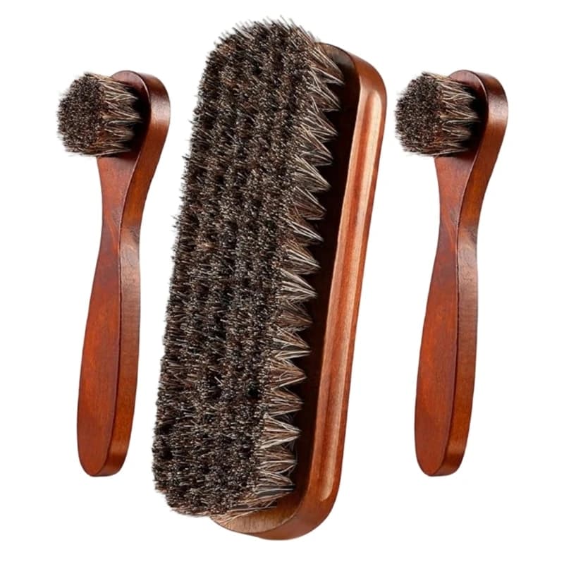 573B Horsehair Shines Shoes Brush Set Polish Dauber Applicators Cleaning Leather Shoes Boot Care Brushes Cleaner with Cloth