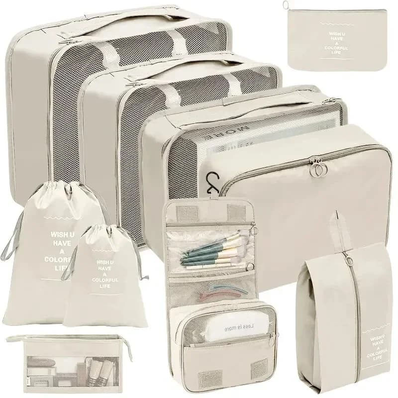 7/8/9/10 Pcs Set Organizer Travel Bags Storage Bags Valigia Packing Cubes Wardrobe Portable Bags Clothes Shoe Bag