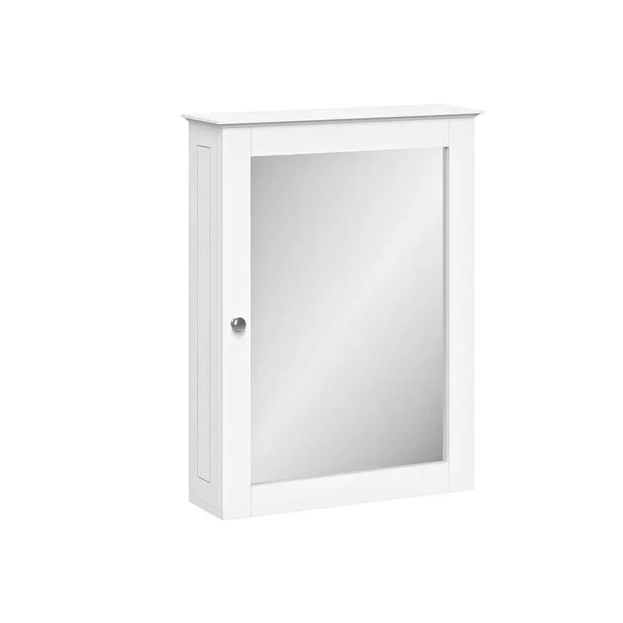 Specchio Armadietto da Bagno a Parete Ashland con Ripiani Regolabili, Specchio Bianco con Vano Portaoggetti