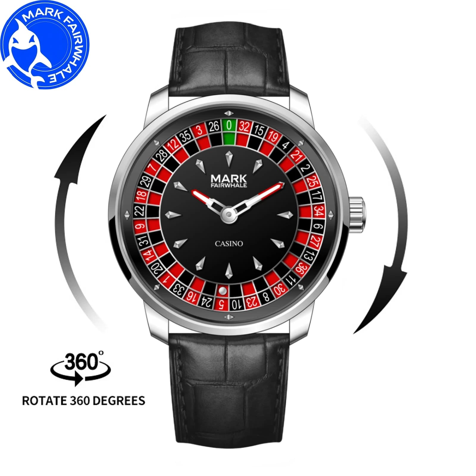Mark Fairwhale 5031Top Brand Leather Strap Rotating Wheel Dial Men Watch Quartz Watch Diamond Luminous Waterproof Watch for Man
