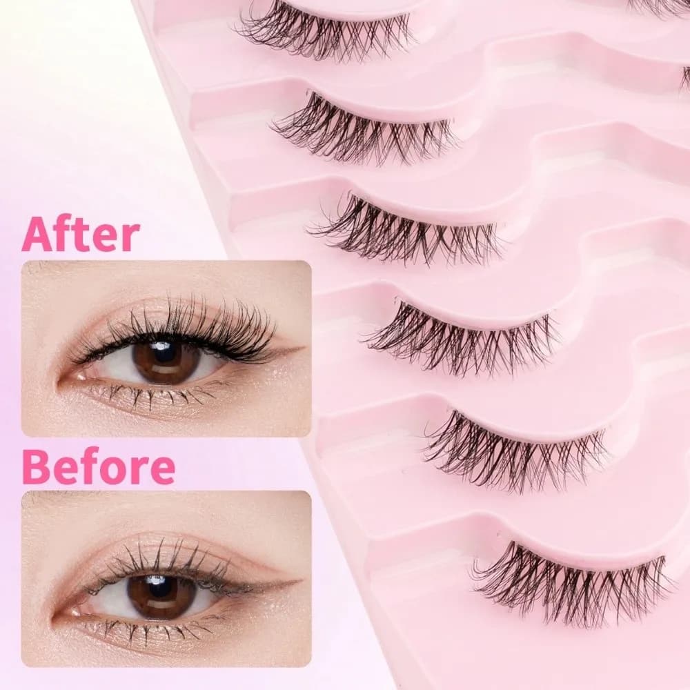 10 pairs of dull black thick and soft eyelashes, curvature C 7-10 mm, extension DIY eyelashes, easy to apply, dense fake eyelashes.