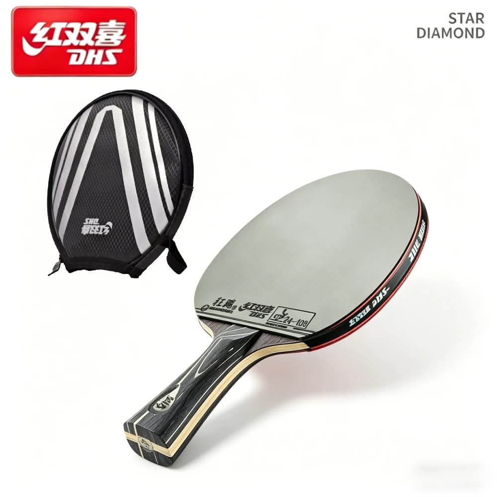 Racchetta da ping pong professionale DS DIAMOND nera, racchetta originale con gomme appiccicose Hurricane 3