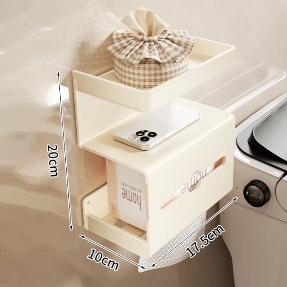 Scatola per fazzoletti da bagno senza trapano Mensola per telefono a parete Porta carta igienica salvaspazio Portaoggetti per WC antiruggine per ufficio