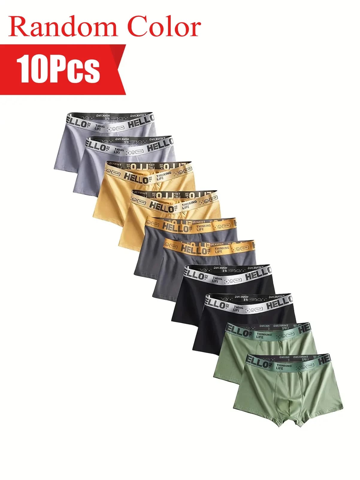 Random 10Pcs Men's Underwear Men Panties Sexy Breathable Comfortable Boxer Shorts Slim Loose Fit Athleisure Briefs Underpants