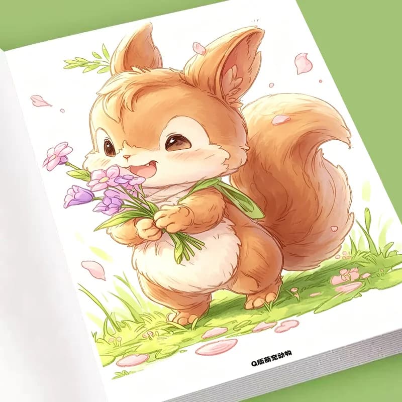 Cute Q version Pet Animals Manga Drawing Tracing Book, Easy Sketch & Coloring Practice for Beginners