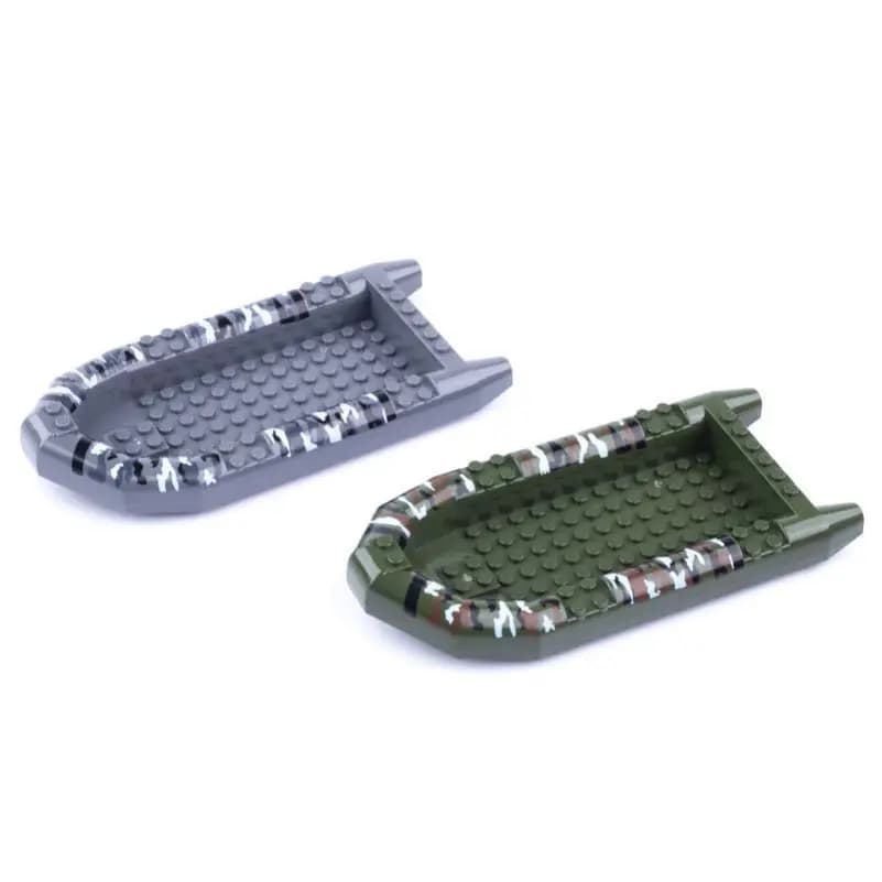 Building Blocks Military Accessories Assault Boat 17x8cm Rubber Rowboat Rescue Boat Block Toy Compatible Lego Bricks