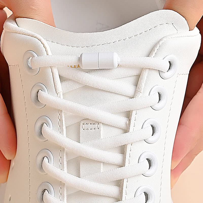 1 pair of non-removable laces with cap buckle, stylish table and sports shoes elastic design
