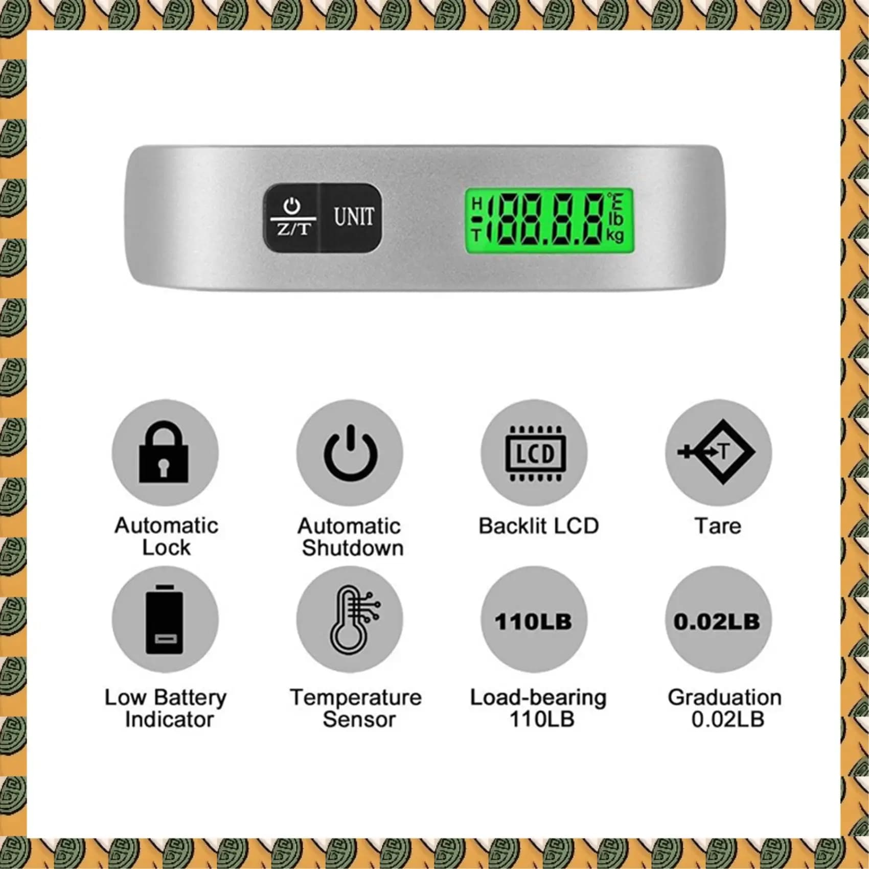 A77I 2X LCD Digitale Bilancia sospesa Bagagli Valigia Bagagli Bilancia con cintura per strumento di peso elettronico 50Kg/110Lb