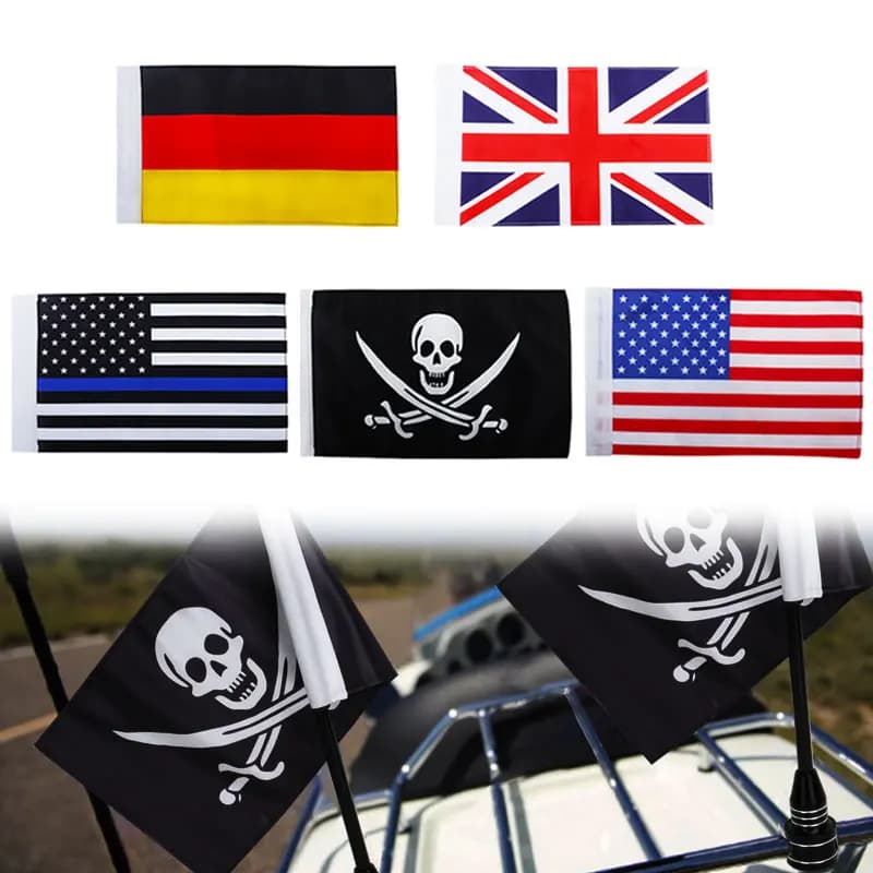 Universale moto Flag Sleeve Double Side American Germany Skull Flags portapacchi posteriore per Harley Honda Yamaha Suzuki