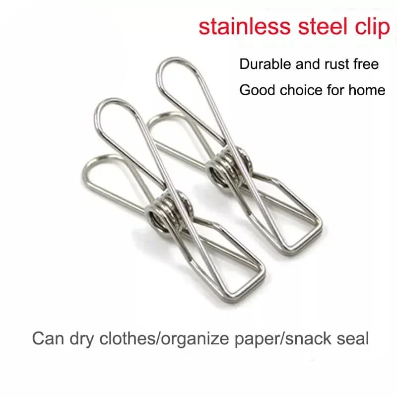 Clip in acciaio inossidabile Morsetti per vestiti Spilli Mollette Portaoggetti per uso domestico Multiuso Sigillatura Clip per vestiti Appeso lenzuolo da letto Mollette