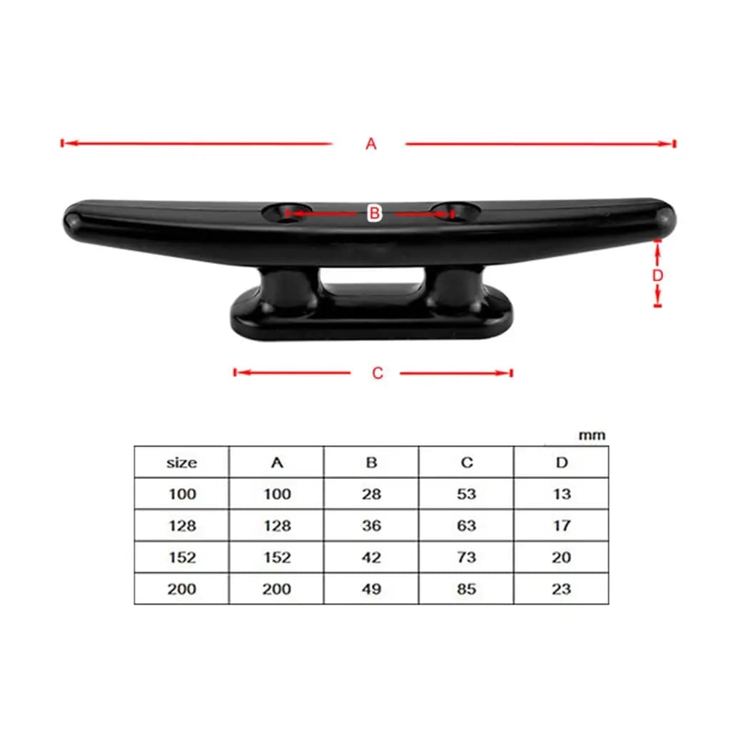 Bitta di Ancoraggio Marina da 4 Pollici per Kayak e Barche a Vela, in Nylon Nero