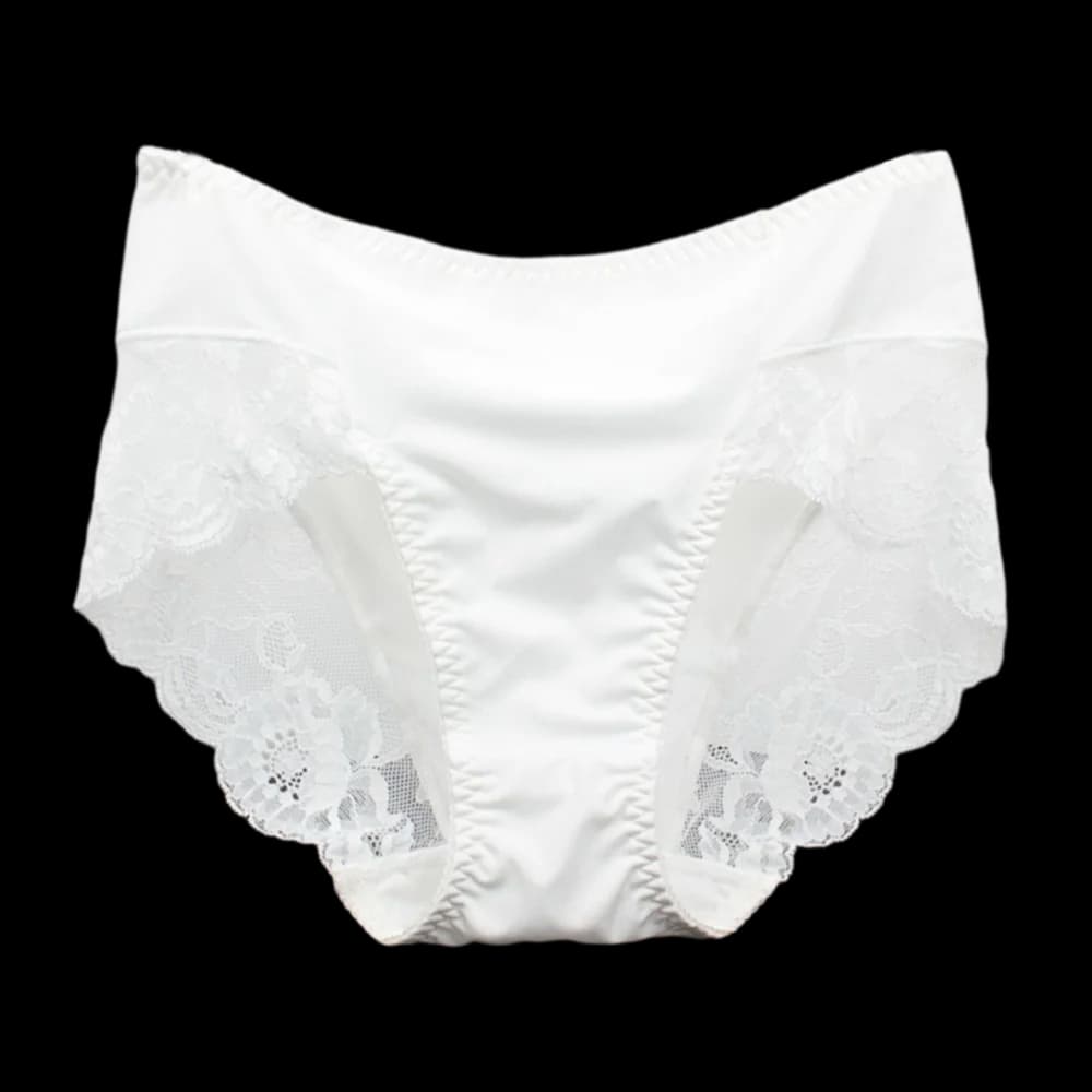 Mutandine da donna a vita media in pizzo, in rete, taglie forti, in seta latte, con inserto in cotone floreale, intimo femminile
