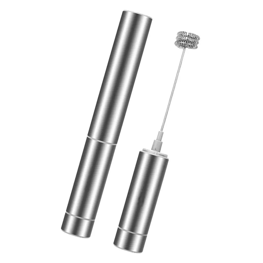 Stainless Steel Milk Frother Battery Operated Handheld Whisk Manual Egg Beater Creamer Pump for Coffee Drinks at Home