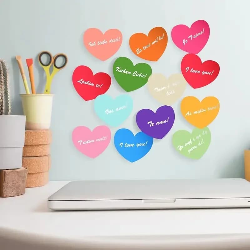 Blocco Note Adesivo a Forma di Cuore, Taccuino Autoadesivo, Adesivi per Agenda, Accessori per Ufficio e Scuola, 120 Fogli