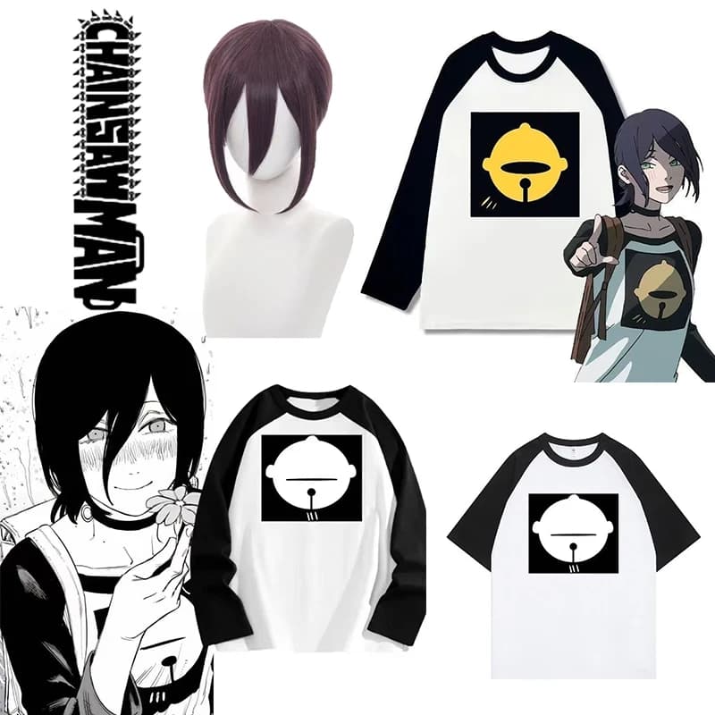 Anime Chainsaw Man Reze Cosplay Long Sleeve T-shirt Cosplay Oversized Vintage Women Japanese Manga Tee Clothing Harajuku Top