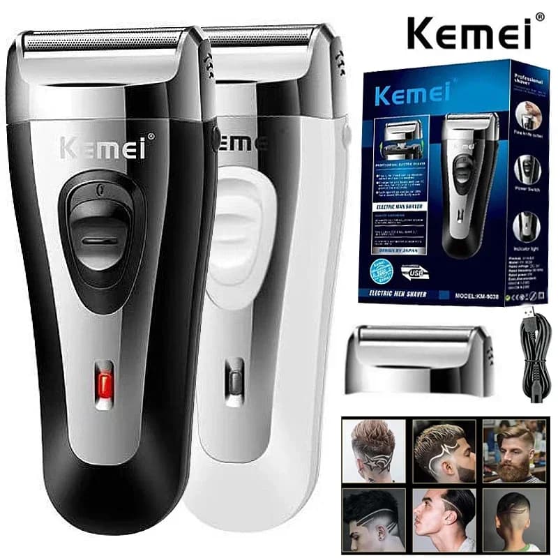 KM-9038 Powerful Rechargeable Razor for Men Blade Electric Shaver Barba Head Shaving Electric Shaver USB Face with Extra Network