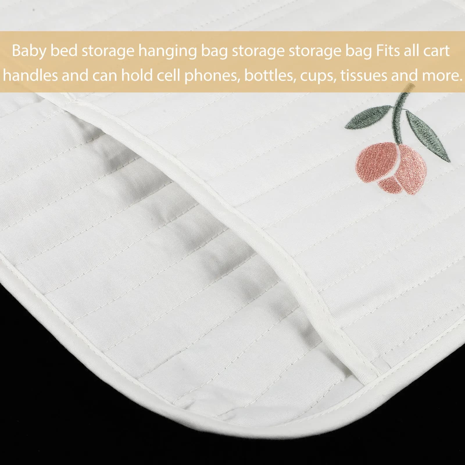 Crib Hanging Diaper Organizer Storage Bag for Baby Nursery Bedside Stroller Use Premium Cotton Diaper Holder Crib Organizer