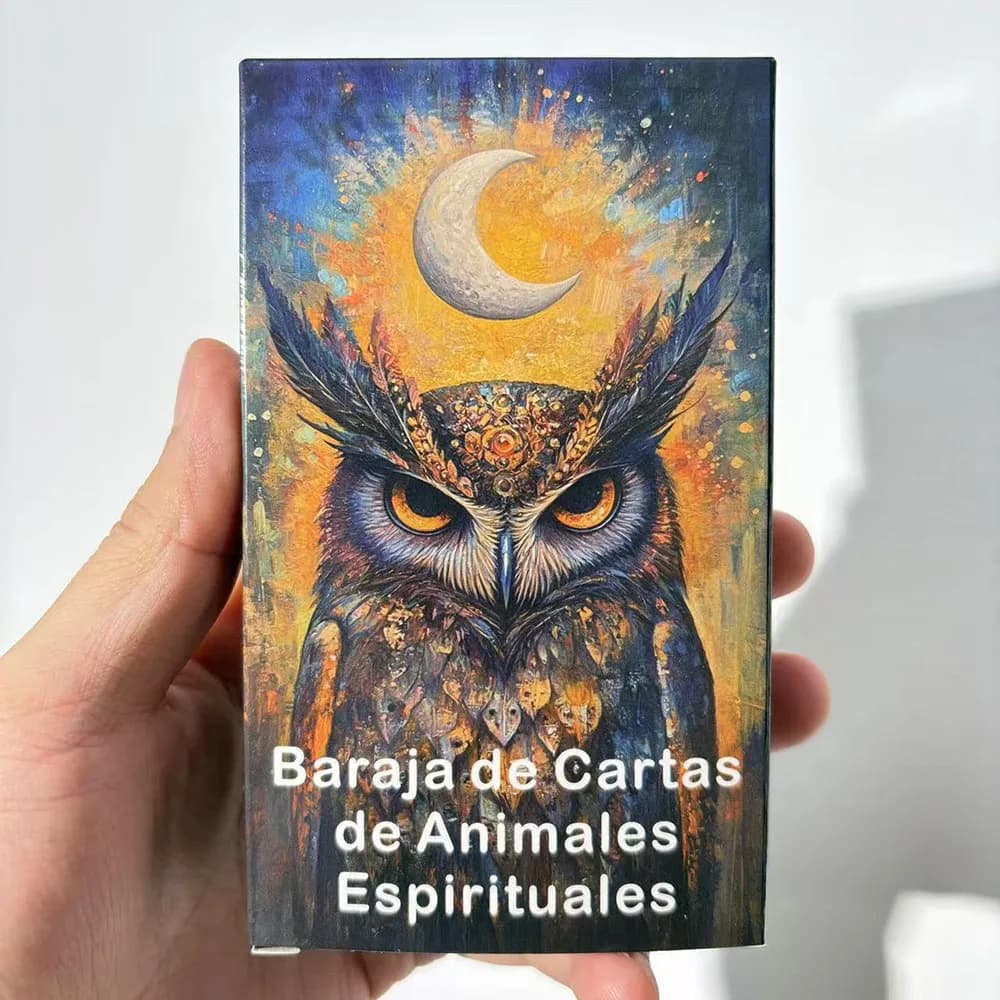 Mazzo di oracoli spagnoli, carte di oracoli di animali spirituali, mazzo di messaggi di animali, mazzo di tarocchi con parole chiave, carte da 12x7 cm, 52 carte