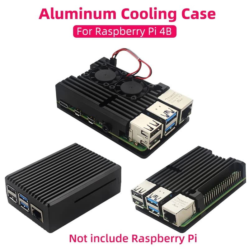 Custodia in alluminio per Raspberry Pi 4 Modello B Guscio blindato Radiatore di raffreddamento passivo Dispositivo di raffreddamento a doppia ventola opzionale per Raspberry Pi 4