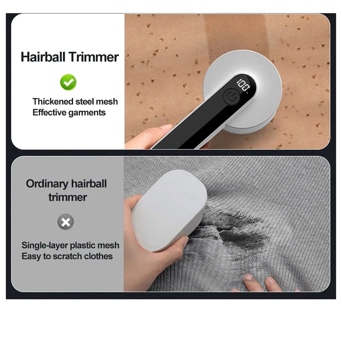Epilatore Elettrico A45I Ricaricabile con Display Digitale, Rasoio per Tessuti, Trimmer per Rimozione Peli dai Maglioni