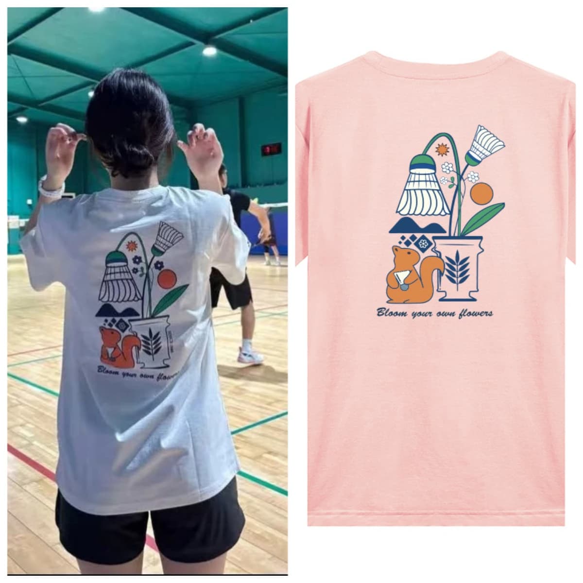 Small Squirrel Badminton Suit T-shirt casual sportiva a maniche corte traspirante in cotone che assorbe il sudore per uomo e donna