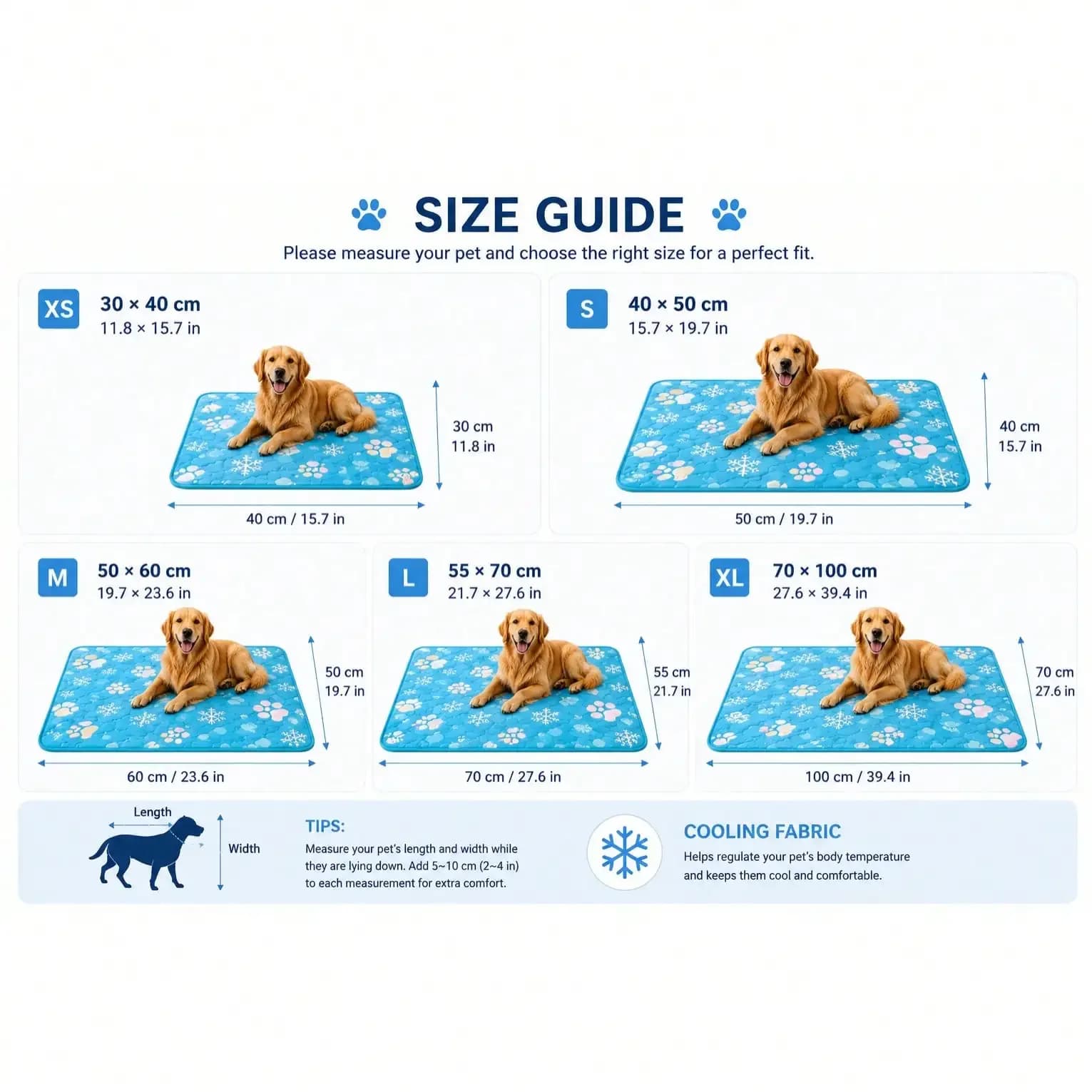 Washable Dog Cooling Mat Ice Silk Cooling Pad Pet Self-Cooling Blanket Dog Indoor Outdoor Car Use Cooling Mat, Summer Must Have, Travel Friendly