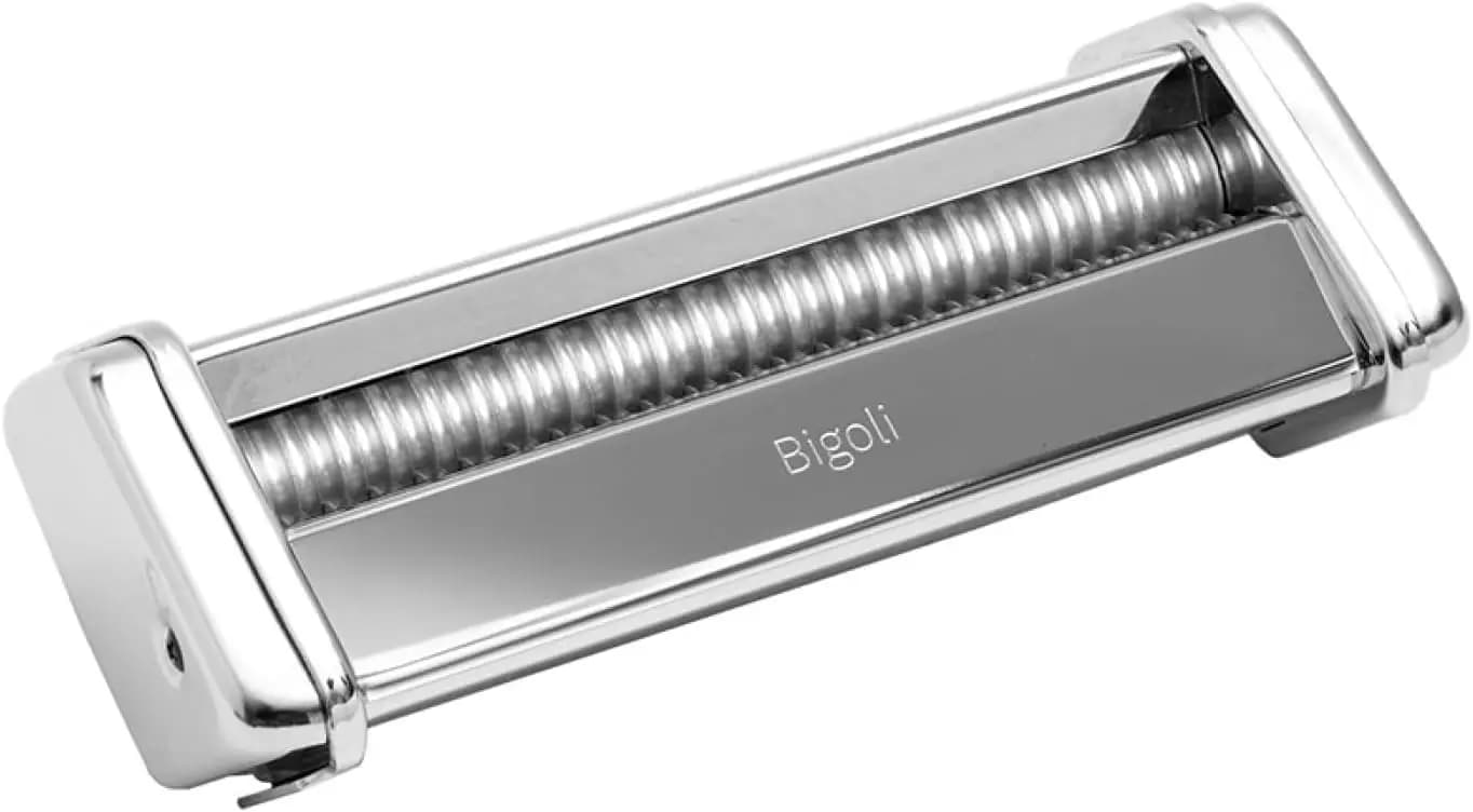 Accessorio per Pasta Bigoli Italiana per Macchina Atlas 150, Acciaio Cromato, Facile per Fare la Pasta Casalinga