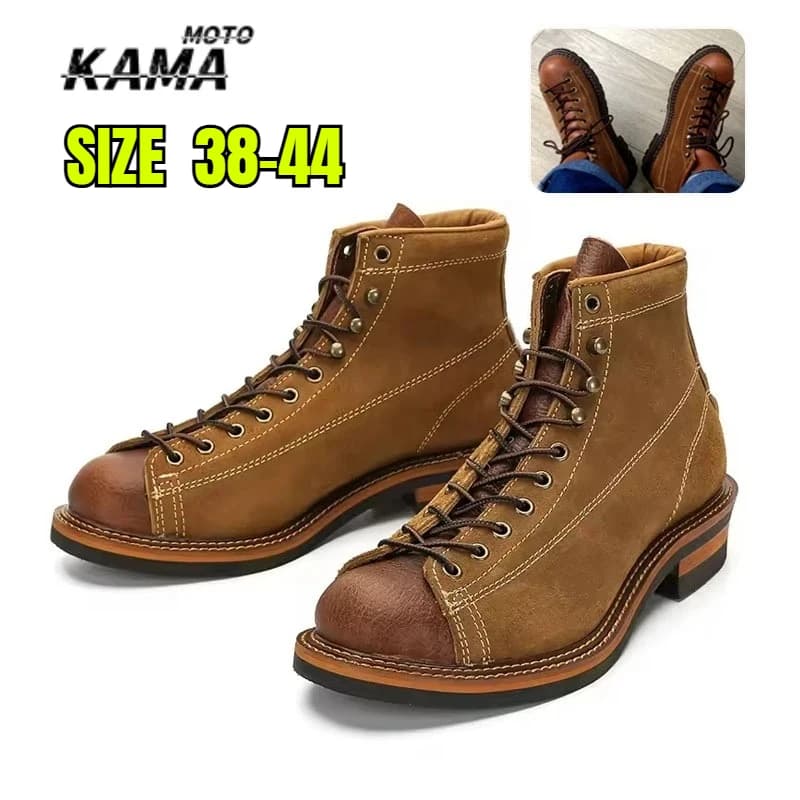 Scarpe da Trekking da Uomo, Stivali Casual Britannici alla Caviglia, Sneakers da Trekking, Stivali da Moto con Suola Spessa e Tomaia Alta