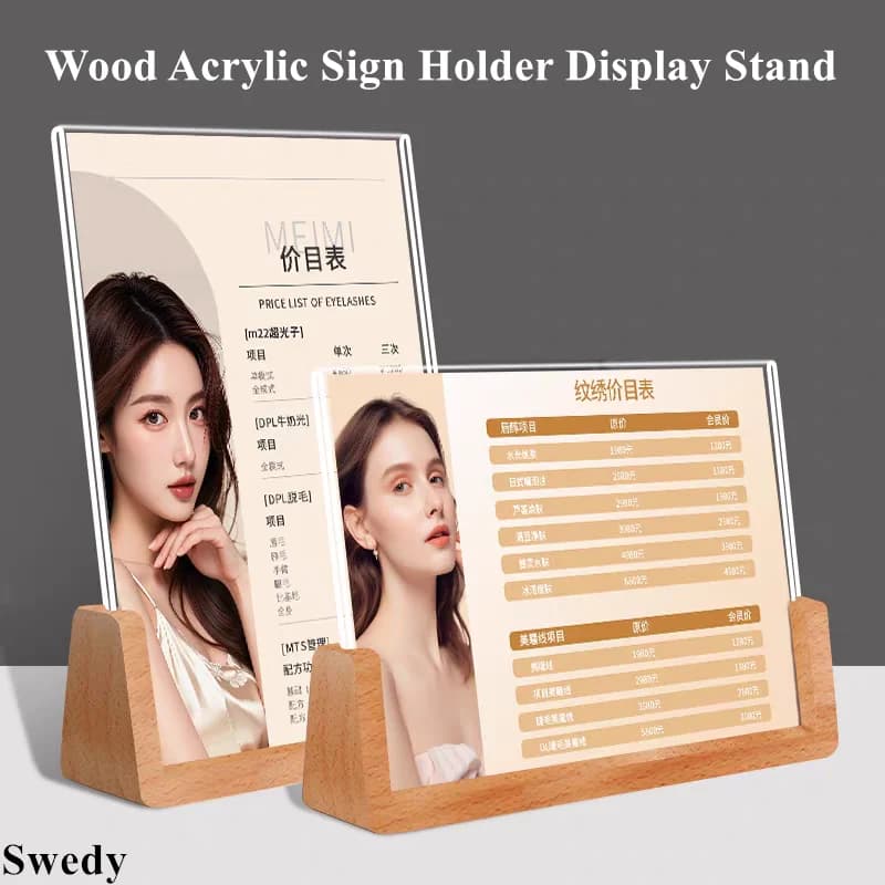 A6 100x150mm Acrylic Wood Sign Holder Display Stand Restaurant Table Menu Porta Carta Regalo di Nozze Image Photos Poster Frame